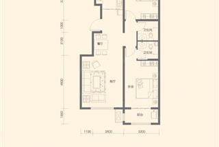 2室2廳2衛(wèi)  91平米